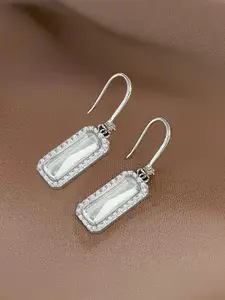 Peora Silver Plated Cubic Zirconia Studded Drop Earrings