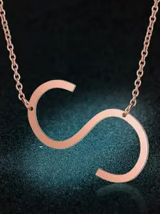 Peora Rose Gold-Plated S Alphabet Shape Minimal Pendant Necklace