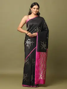 PATLIPALLU Black Woven Design Zari Silk Blend Designer Banarasi Saree