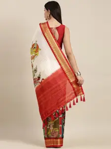 PATLIPALLU Multicoloured Kalamkari Zari Silk Blend Designer Uppada Saree