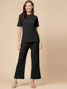 Selvia Dyed Round Neck Top With Trousers Co-Ords
