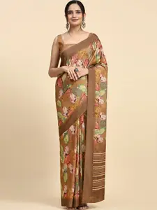 RACHNA Abstract Printed Batik Satin Fusion Bagru Saree