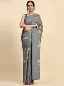 RACHNA Floral Printed Satin Saree