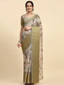 RACHNA Floral Printed Batik Fusion Saree