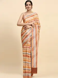 RACHNA Striped Woven Design Satin Saree
