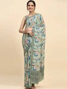 RACHNA Floral Printed Satin Ilkal Saree