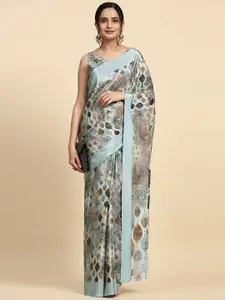 RACHNA Abstract Printed Satin Fusion Bagru Saree