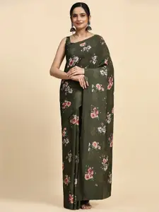 RACHNA Floral Printed Satin Saree