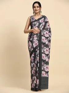 RACHNA Floral Printed Satin Saree