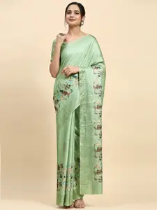 RACHNA Floral Printed Tussar Saree