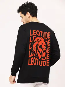 Leotude Brand Logo Printed Fleece Pullover Sweatshirt
