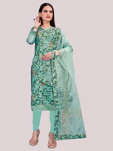 MANVAA Floral Printed Beads and Stones Unstitched Dress Material