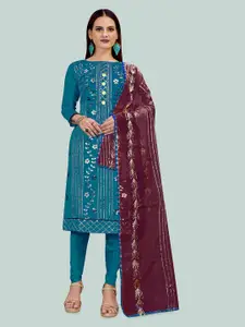 MANVAA Floral Embellished Gotta Patti Unstitched Dress Material