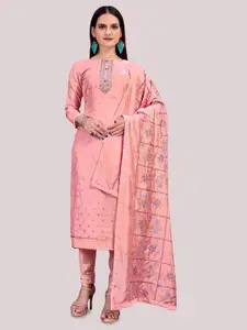 MANVAA Pink Embellished Unstitched Dress Material