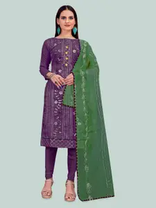 MANVAA Purple Embellished Unstitched Dress Material