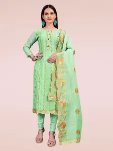 MANVAA Ethnic Motifs Embroidered Gotta Patti Unstitched Dress Material