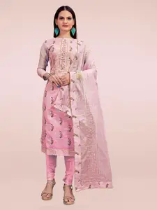 MANVAA Floral Printed Gotta Patti Unstitched Dress Material