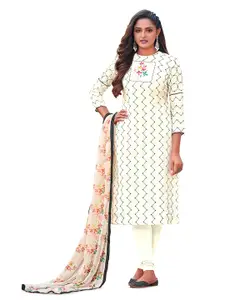 MANVAA Chevron Embroidered Unstitched Dress Material