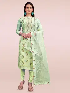 MANVAA Ethnic Motifs Printed Gotta Patti Unstitched Dress Material