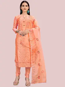 MANVAA Chevron Embellished Chanderi Cotton Unstitched Dress Material