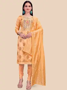 MANVAA Ethnic Motifs Printed Embellished Unstitched Dress Material