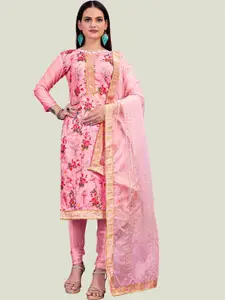 MANVAA Pink Embellished Unstitched Dress Material