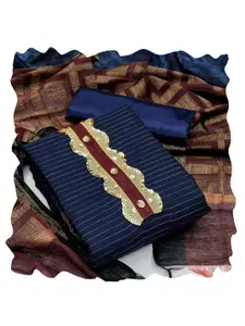 MANVAA Striped Sequinned Unstitched Dress Material