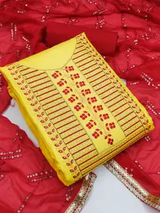 MANVAA Ethnic Motifs Embroidered Thread Work Detailed Unstitched Dress Material