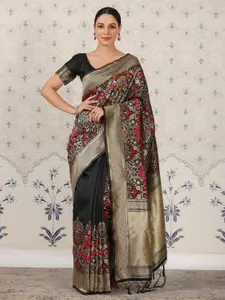 Ode by House of Pataudi Woven Design Ethnic Motifs Zari Pure Silk Banarasi Saree