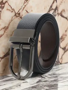 CRUSSET Men Textured Leather Reversible Formal Belt