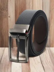 CRUSSET Men Textured Leather Reversible Formal Belt