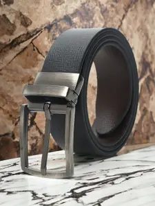 CRUSSET Men Textured Leather Reversible Formal Belt