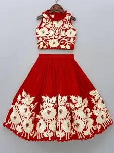 BAESD Girls Floral Embroidered Thread Work Ready to Wear Lehenga Choli