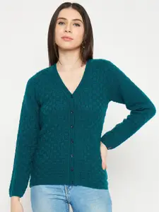 CREATIVE LINE Geometric Self Design Woollen Cardigan Sweater
