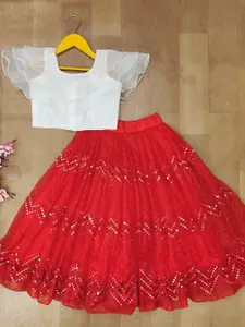 BAESD Girls Embellished Sequinned Ready to Wear Lehenga Choli