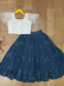BAESD Girls Sequinned Ready to Wear Lehenga & Blouse