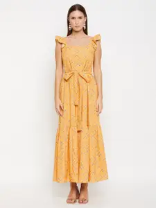 Fashfun Abstract Printed Crepe Maxi Dress