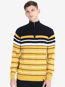 INVICTUS Striped Long Sleeves Mock Collar Pure Cotton Pullover