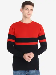 INVICTUS Men Red & Black Striped Pullover