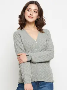 CREATIVE LINE Geometric Self Design Woollen Cardigan Sweater