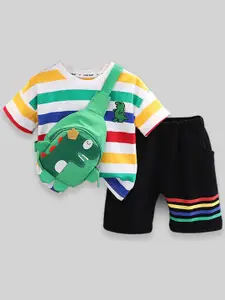 INCLUD Boys Striped T-shirt With Shorts
