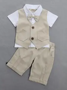 INCLUD Boys Striped Shirt With Shorts & Waistcoat