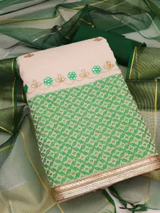 MANVAA Ethnic Motifs Embroidered Mirror Work Jacquard Unstitched Dress Material