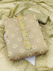 MANVAA Embellished Mirror Work Unstitched Dress Material