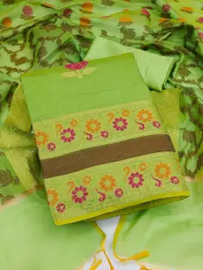 MANVAA Floral Woven Design Zari Unstitched Dress Material