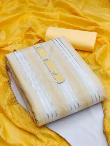 MANVAA Striped Gotta Patti Pure Cotton Unstitched Dress Material