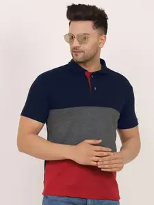 Leotude Colourblocked Polo Collar T-shirt