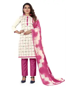 MANVAA Checked Unstitched Pure Cotton Dress Material