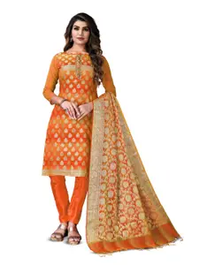 MANVAA Floral Woven Design Gotta Patti Unstitched Dress Material