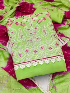 MANVAA Ethnic Motifs Embroidered Silk Georgette Thread Work Unstitched Dress Material